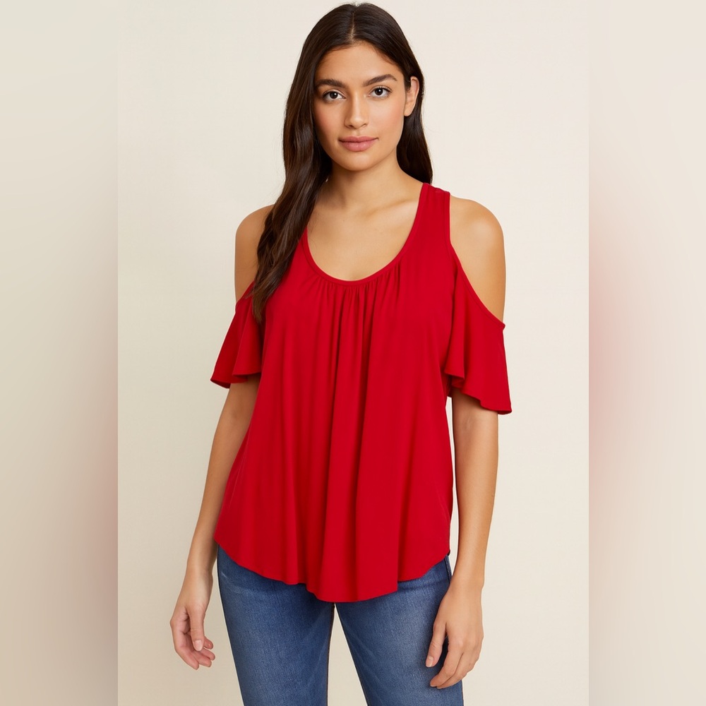 Lush Red Cold Shoulder Tank Top size M